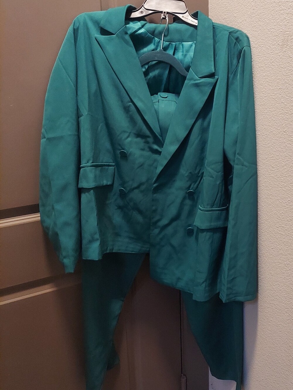 Teal Double-Breasted Blazer and Pants Set